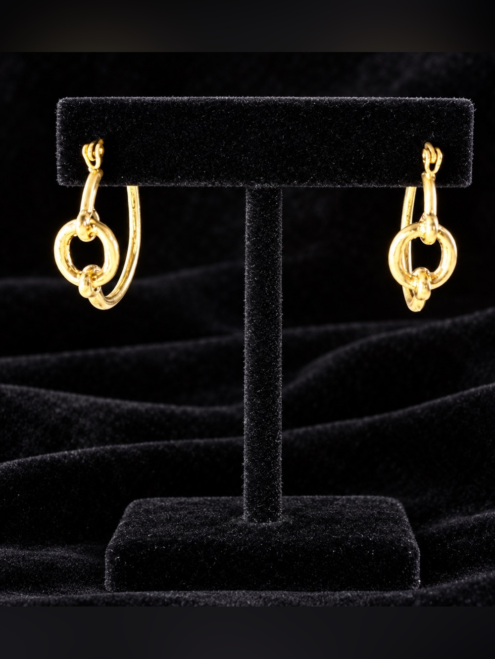 Gold Toned Linked Hoop Drop Earrings